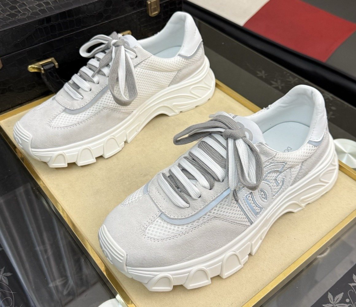 Dolce & Gabbana White and Light Gray Chunky Sneakers — hero